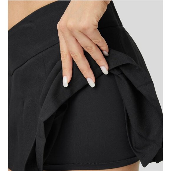 Halara V Shaped Waistband Mid Rise Skirt Sz Large Womens Black Invisible Zipper - Picture 9 of 12